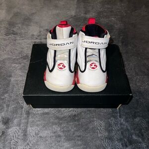 Air Jordan Pro Strong Kids White and Red High-Top Sneakers